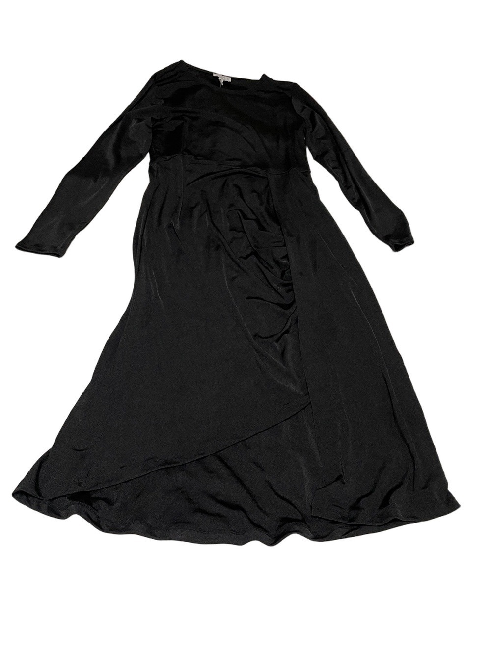 Sofia Vergara Women's Long Sleeve Black Faux Wrap Midi Dress Sz Large